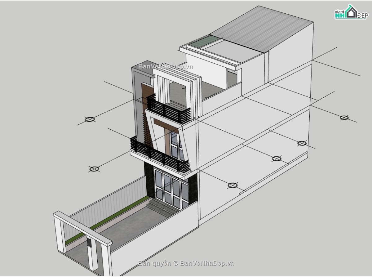 file nhà 3 tầng,su nhà phố 3 tầng,model su nhà 3 tầng