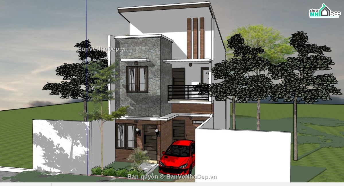 su nhà 3 tầng,model su nhà 3 tầng,sketchup nhà 3 tầng