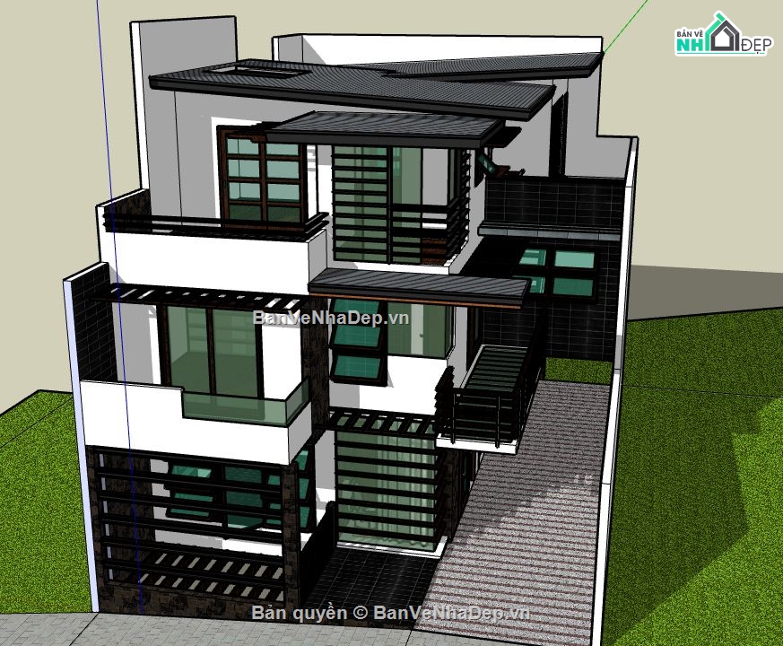 mẫu nhà 3 tầng,file nhà 3 tầng,su nhà 3 tầng