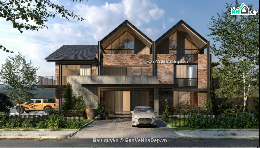 biệt thự 2 tầng,su biệt thự 2 tầng,file sketchup biệt thự 2 tầng,model sketchup nhà hiện đại