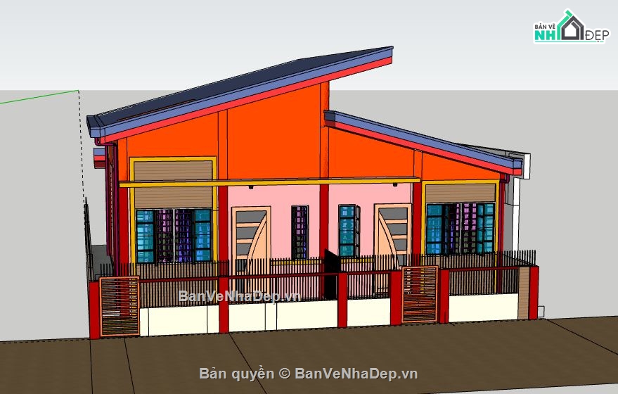 Biệt thự 1 tầng,Model su biệt thự 1 tầng,File su biệt thự 1 tầng,sketchup biệt thự 1 tầng,biệt thự 1 tầng sketchup
