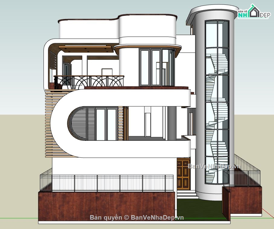 biệt thự hiện đại file sketchup,dựng 3d su biệt thự 4 tầng,sketchup biệt thự hiện đại,thiết kế biệt thự 4 tầng