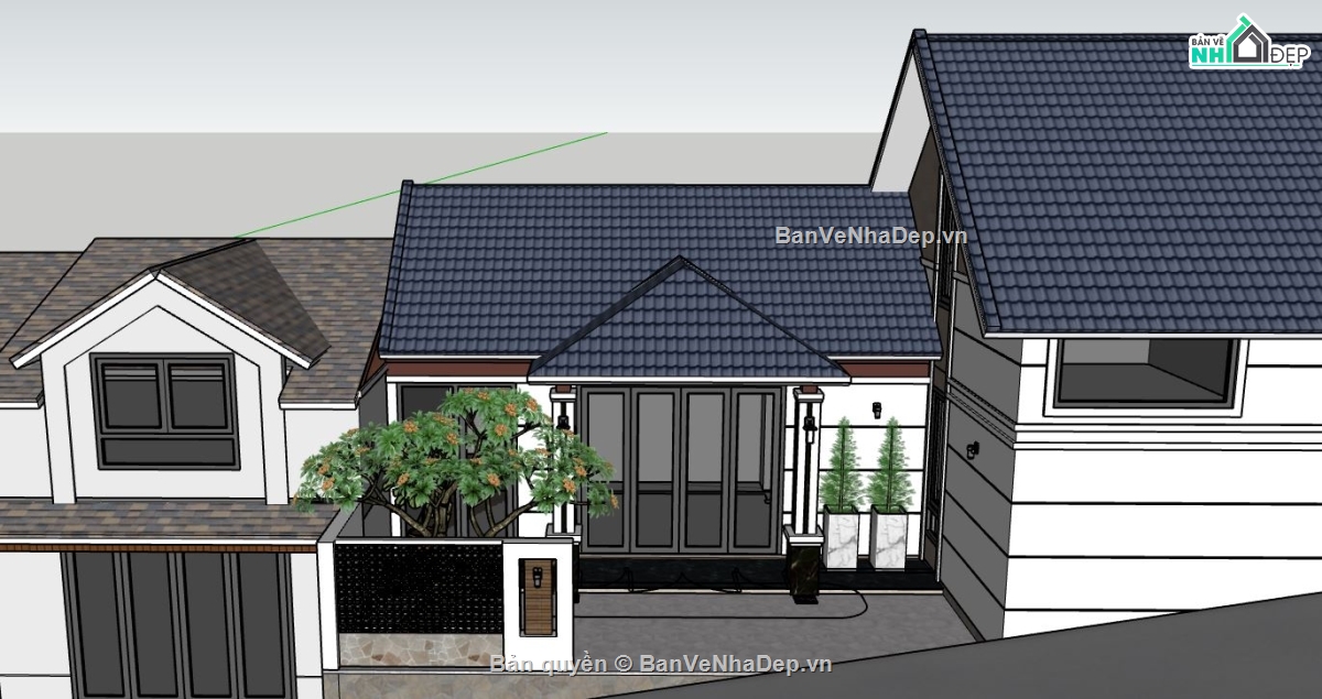 su nhà cấp 4,file sketchup nhà cấp 4,nhà cấp 4 model su