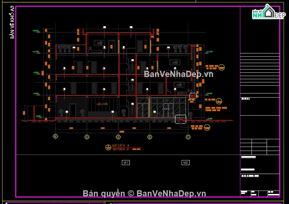 4 tầng,quán cà phê 4 tầng,cad quán cà phê 4 tầng