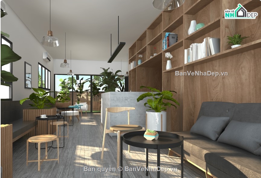 mẫu quán cafe đẹp,sketchup quán cafe,quán cafe sketchup