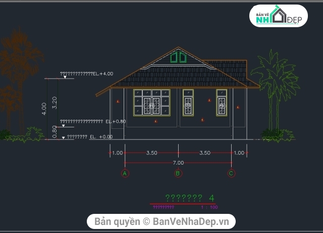 nhà cấp 4 mái thái,mái thái hiện đại,nhà trệt mái thái,bản vẽ nhà mái thái,thiết kế nhà mái thái 1 tầng