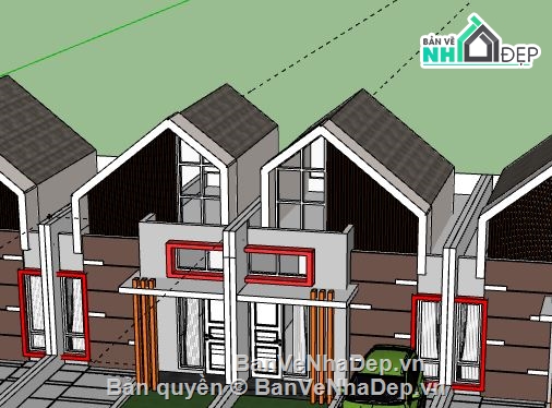 Nhà phố 2 tầng,model su nhà phố 2 tầng,file su nhà phố 2 tầng,sketchup nhà phố 2 tầng,nhà phố 2 tầng file su