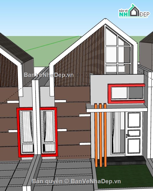 Nhà phố 2 tầng,model su nhà phố 2 tầng,file su nhà phố 2 tầng,sketchup nhà phố 2 tầng,nhà phố 2 tầng file su