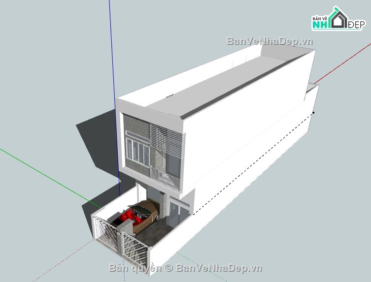 Nhà phố 2 tầng,model su nhà phố 2 tầng,sketchup nhà phố 2 tầng