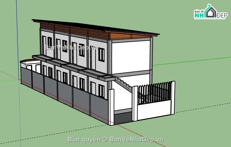 Nhà phố 2 tầng,model su nhà phố 2 tầng,mẫu nhà phố 2 tầng sketchup