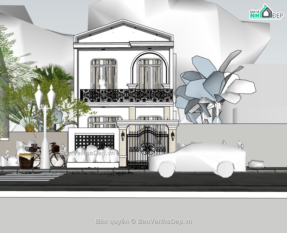 nhà phố đẹp,phong cách tân cổ điển,thiết kế nhà phố,nhà phố 2 tầng