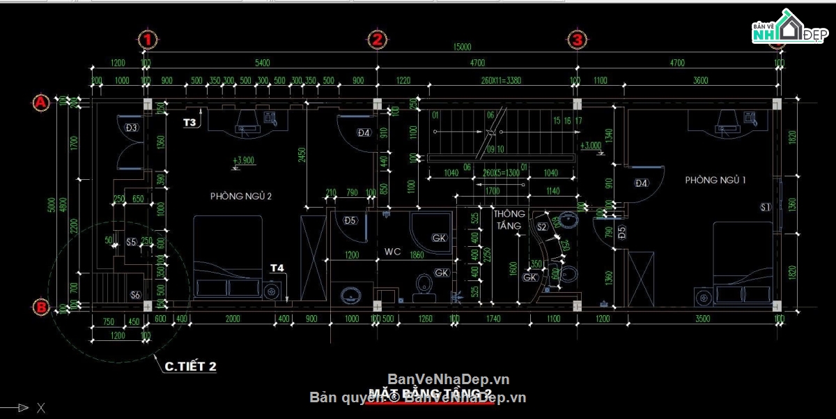 bản vẽ kiến trúc nhà 3 tầng 5x15m,nhà phố 3 tầng 5x15m,thiết kế nhà 3 tầng mặt tiền 5m,bản vẽ nhà ống 3 tầng,hồ sơ kiến trúc nhà phố