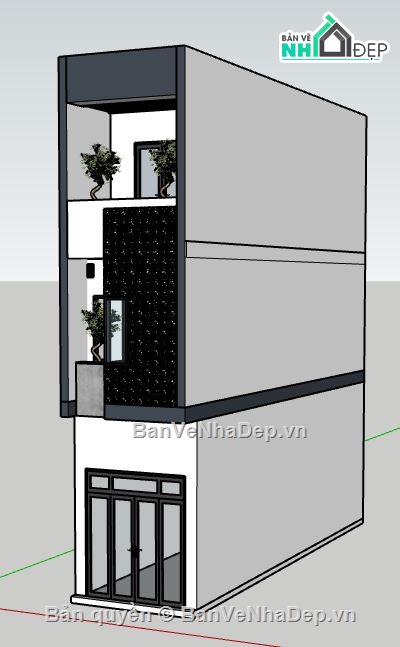 nhà phố 4 tầng,file su nhà phố 4 tầng,model su nhà phố 4 tầng