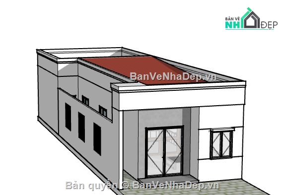 Nhà phố 1 tầng,Model su nhà phố 1 tầng,sketchup nhà phố 1 tầng