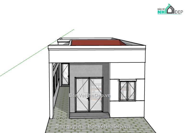 Nhà phố 1 tầng,Model su nhà phố 1 tầng,sketchup nhà phố 1 tầng