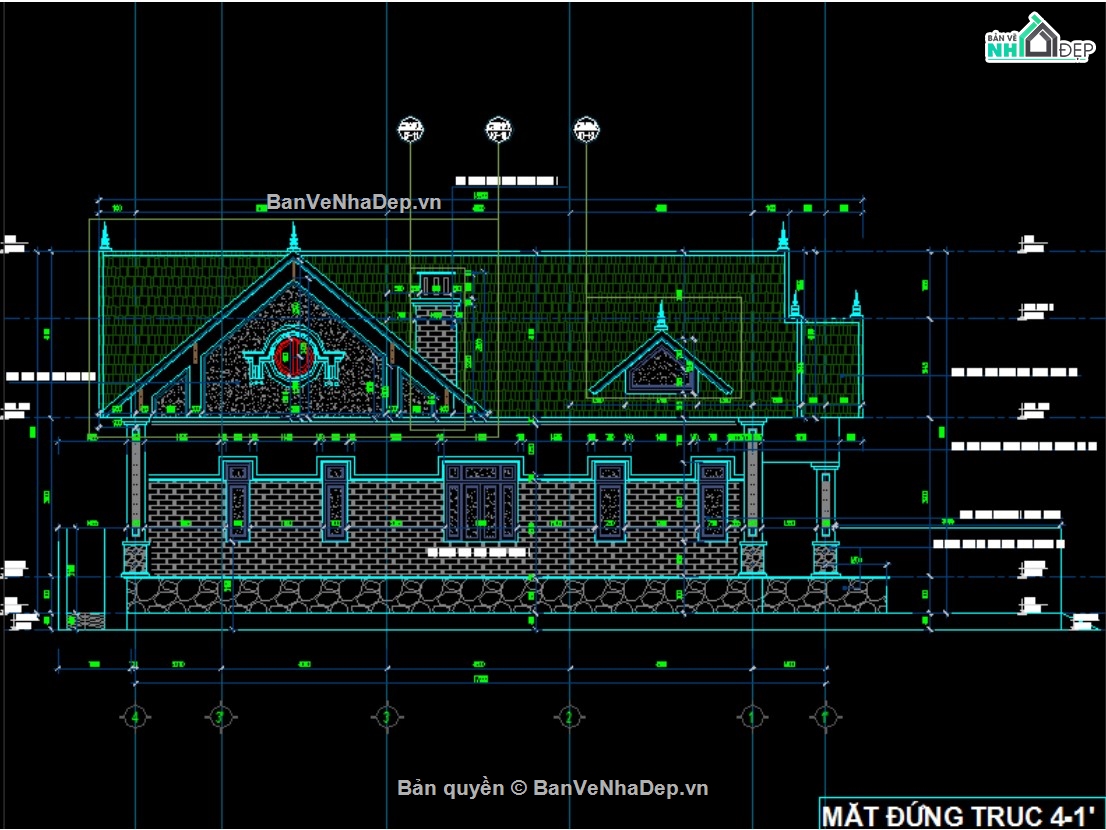 nhà vườn mái thái,nhà mái thái,mẫu nhà mái thái 1 tầng