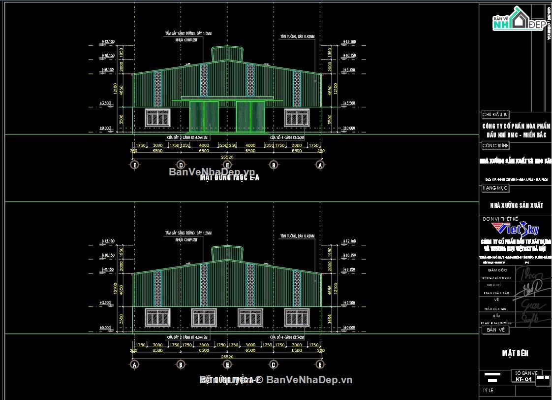 nhà xưởng kết cấu thép 26x52m,bản vẽ nhà xưởng,kết cấu nhà thép,Bản vẽ nhà xưởng kết cấu thép,Nhà xưởng 26x52m