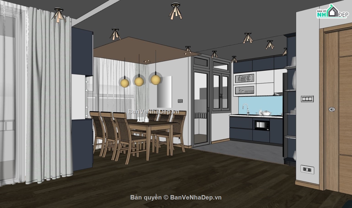 file sketchup nội thất chung cư,model su nội thất chung cư,nội thất chung cư file sketchup,model su căn hộ