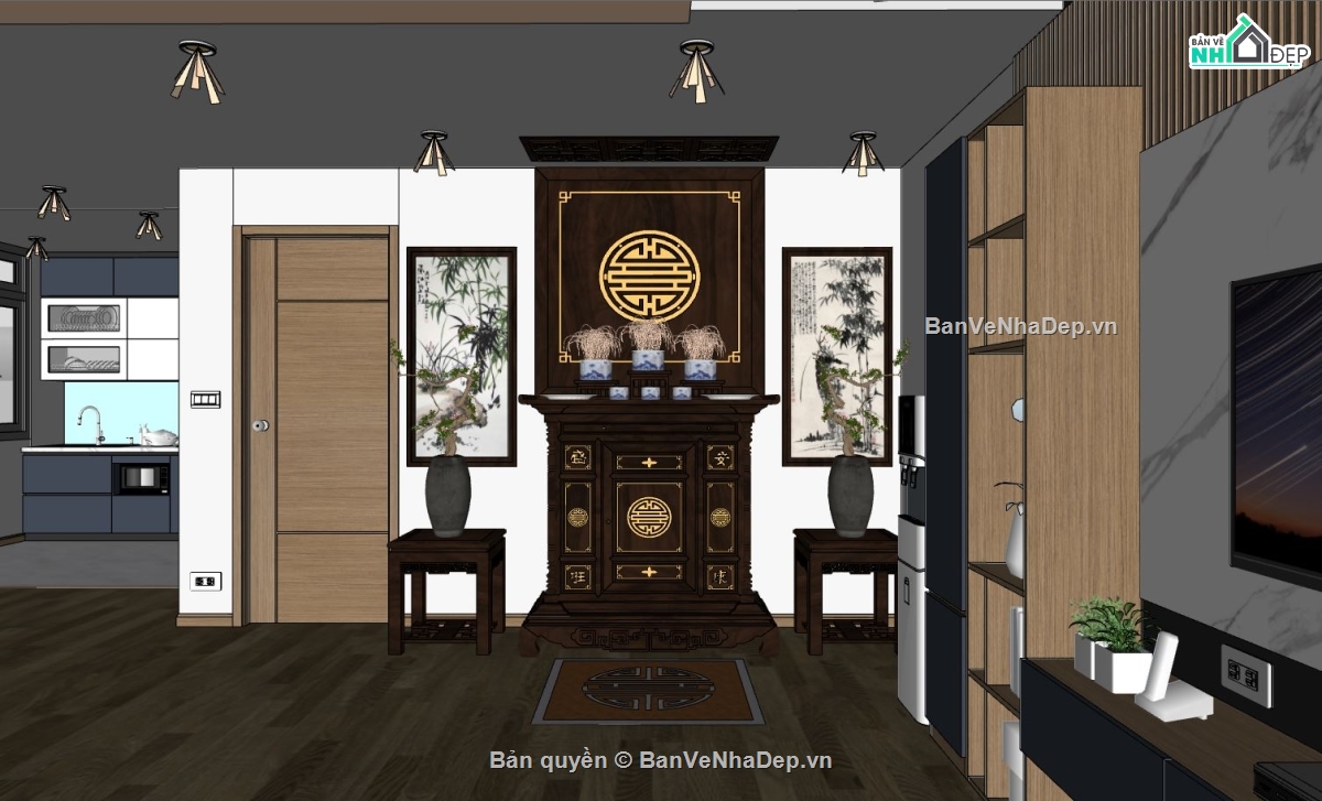 file sketchup nội thất chung cư,model su nội thất chung cư,nội thất chung cư file sketchup,model su căn hộ
