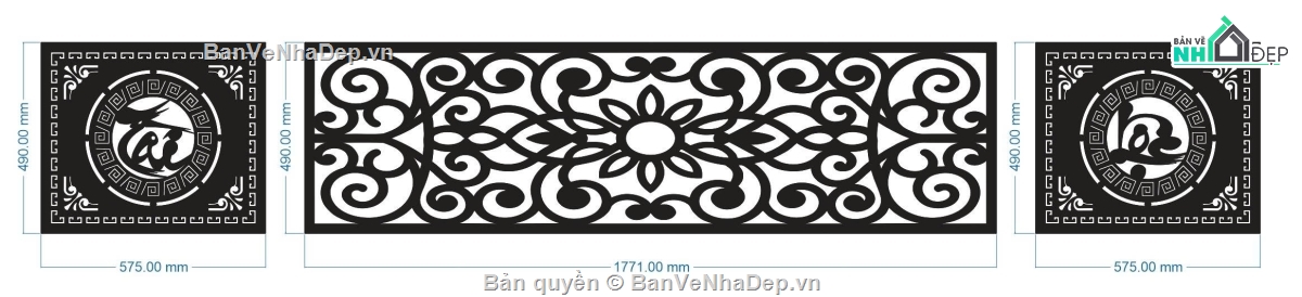ô thoáng tài lộc cnc,ô thoáng phong thủy cnc,hoa văn trang trí cnc