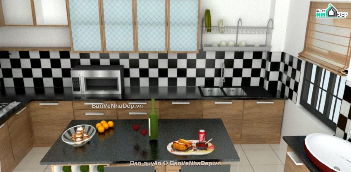 phòng bếp file su,model su phòng bếp,sketchup phòng bếp