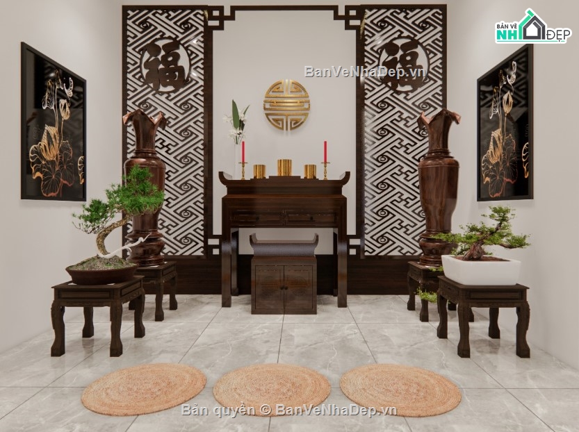 mẫu phòng khách,mẫu phòng khách và bếp,mẫu phòng thờ