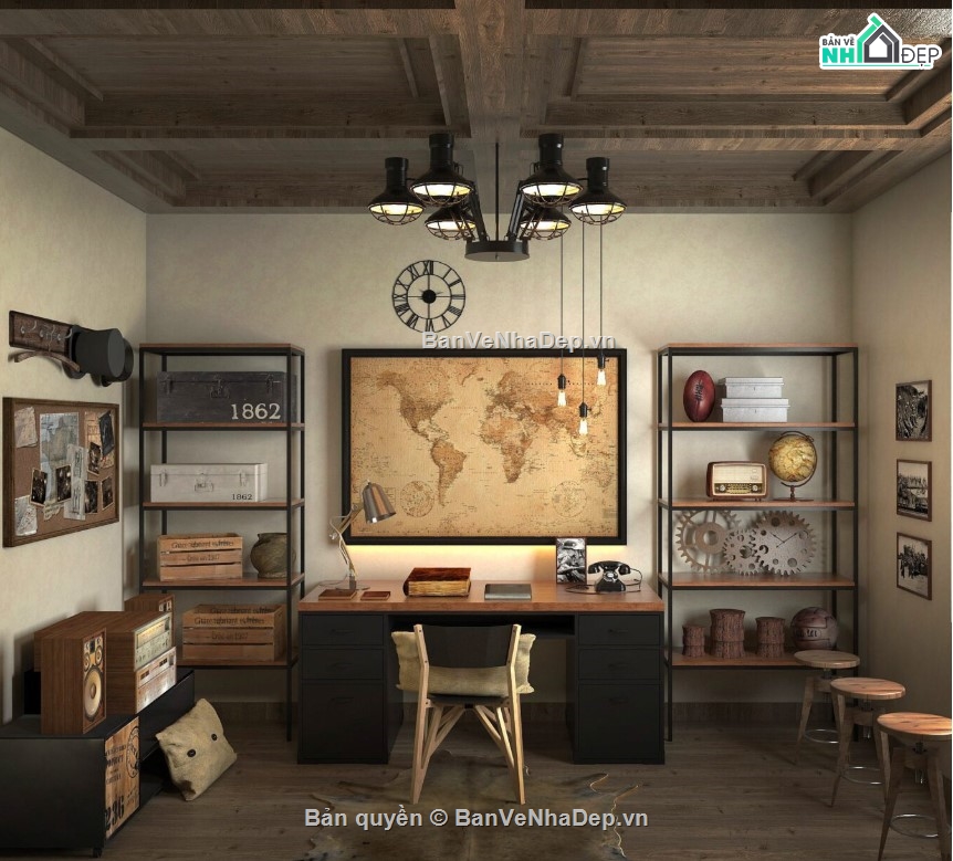 phòng làm việc,phòng làm việc sketchup,mẫu phòng đẹp,mẫu sketchup phòng làm việc