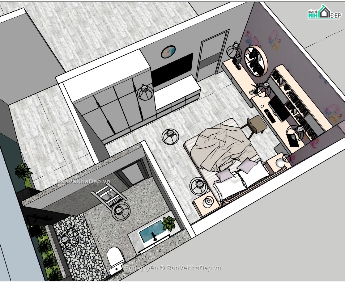 file sketchup phòng ngủ,mẫu phòng ngủ,mẫu sketchup phòng ngủ