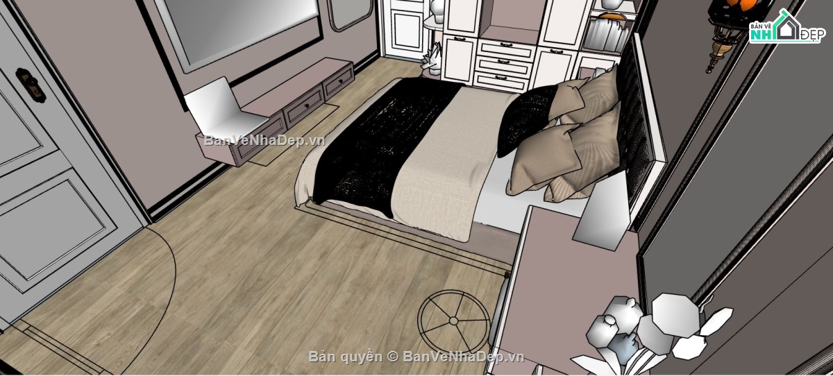 file sketchup phòng ngủ,phòng ngủ sketchup,mẫu su phòng ngủ,model 3d phòng ngủ