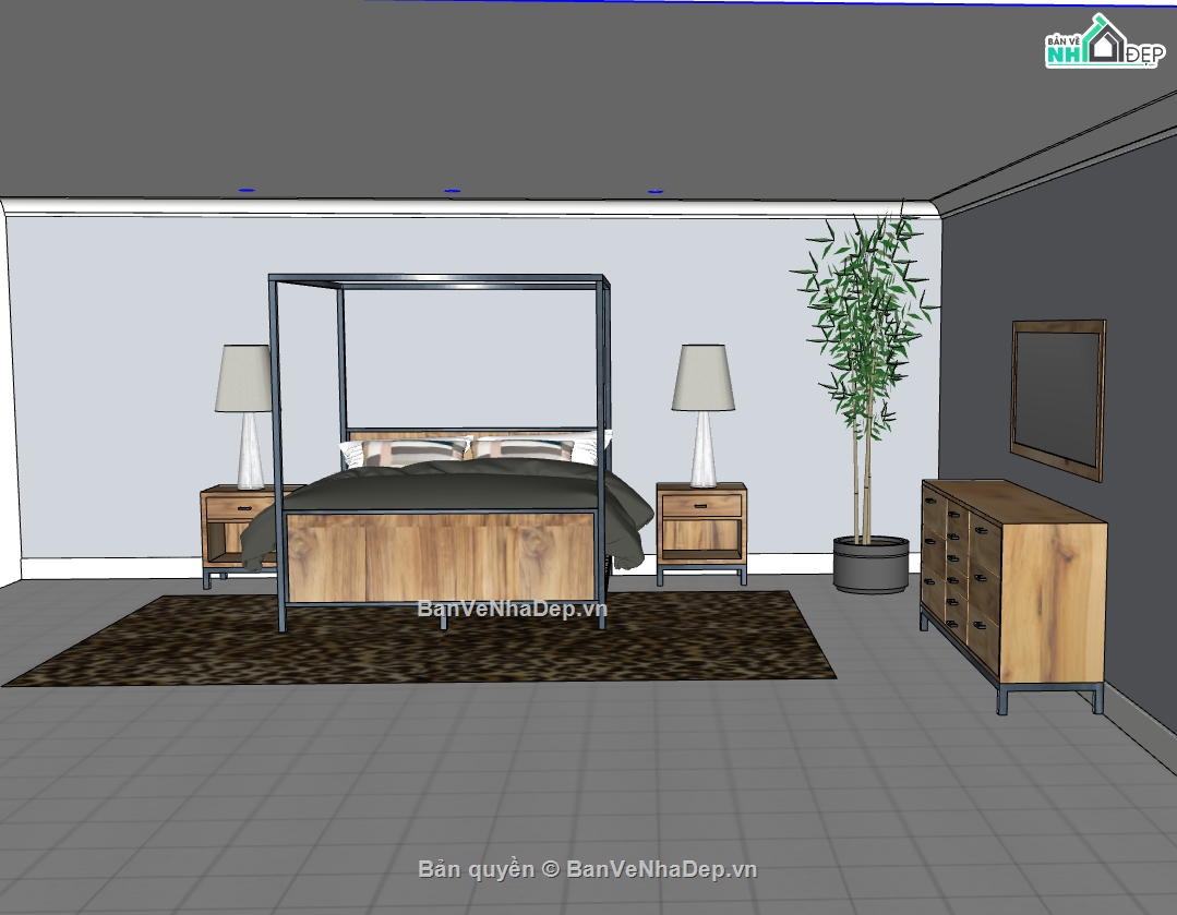 phòng ngủ sketchup,phòng ngủ model sketchup,model phòng ngủ sketchup,file sketchup phòng ngủ