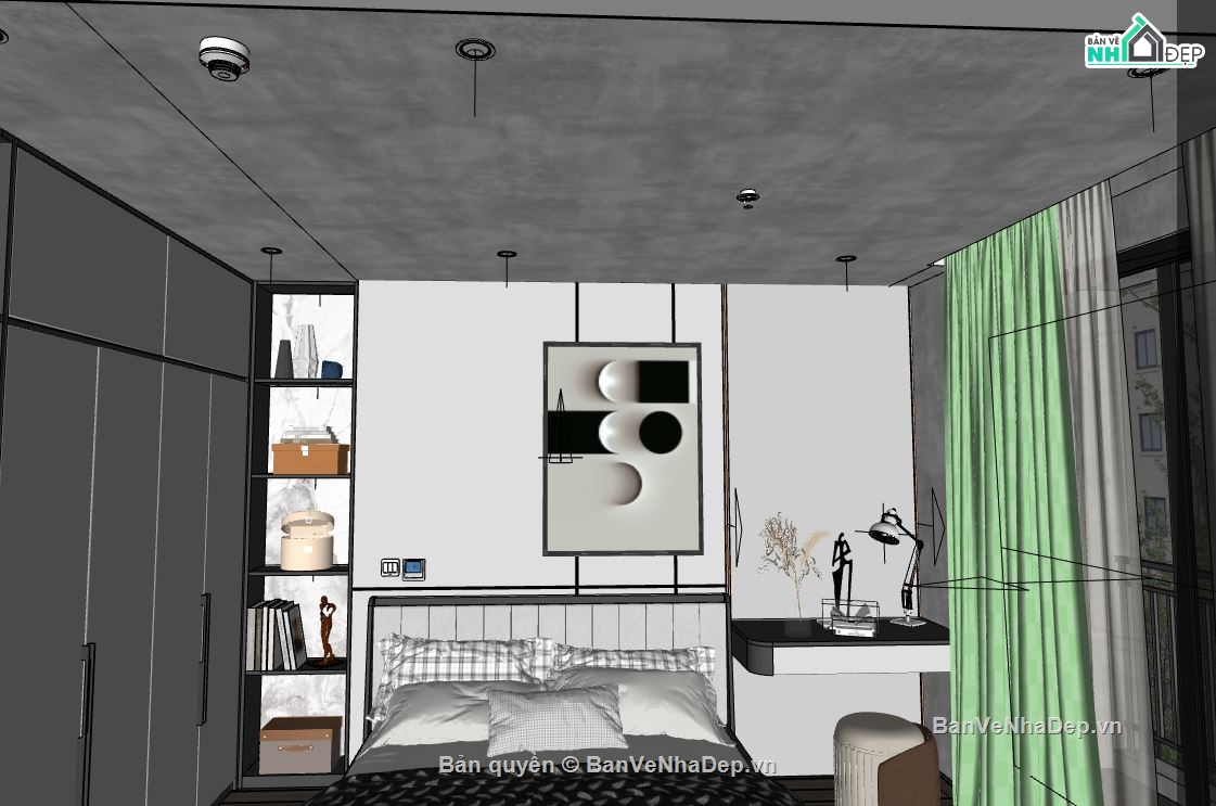 phòng ngủ hiện đại su,su phòng ngủ,model sketchup phòng ngủ,thiết kế phòng ngủ sketchup