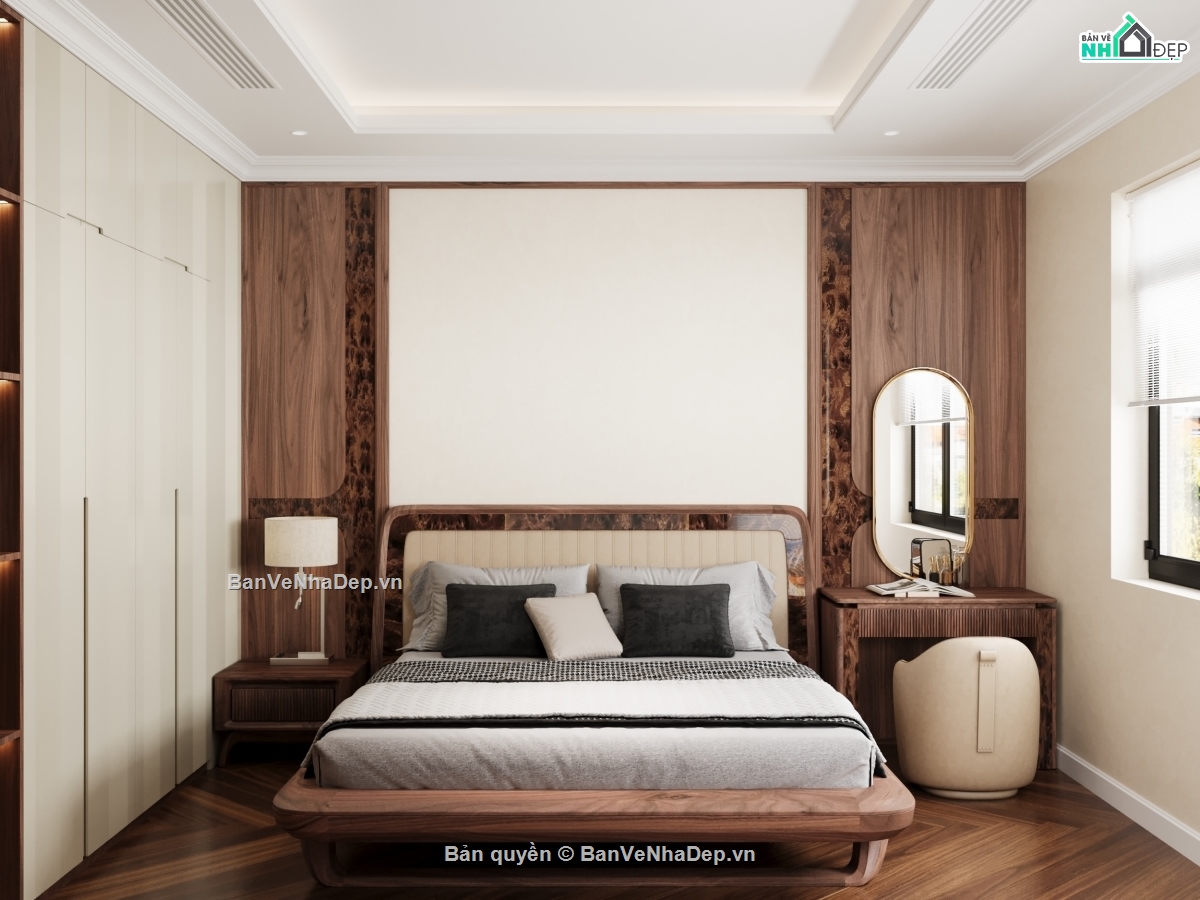Thiết kế,model phòng ngủ hiện đại,thiết kế phòng ngủ hiện đại,óc chó,walnut