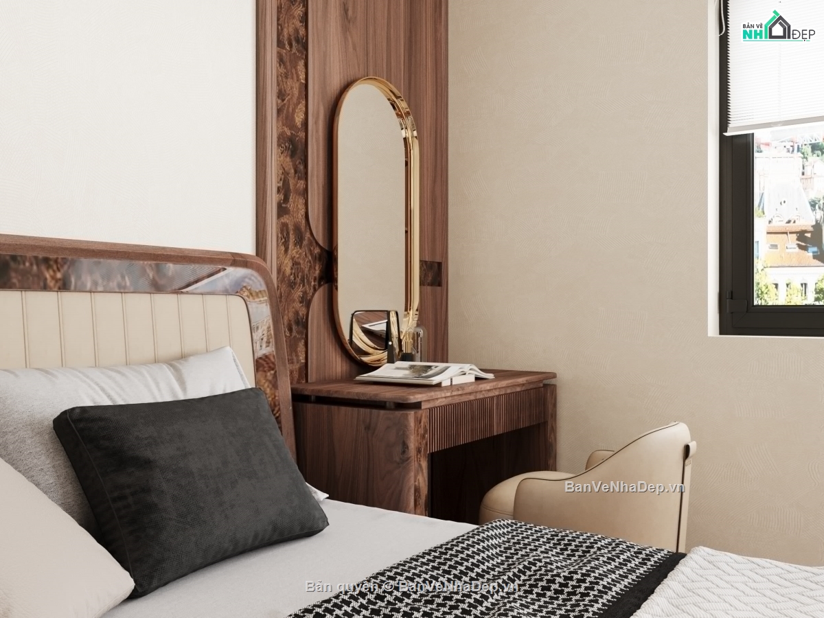Thiết kế,model phòng ngủ hiện đại,thiết kế phòng ngủ hiện đại,óc chó,walnut