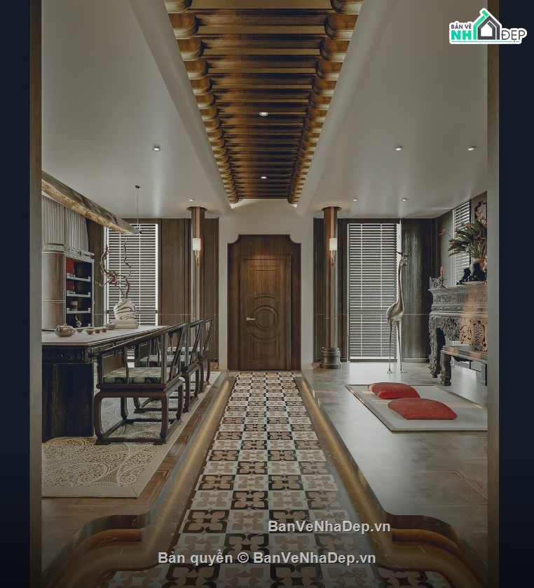 mẫu phòng thờ,mẫu phòng thờ đẹp,file 3d phòng thờ 2020