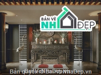 mẫu phòng thờ,mẫu phòng thờ đẹp,file 3d phòng thờ 2020