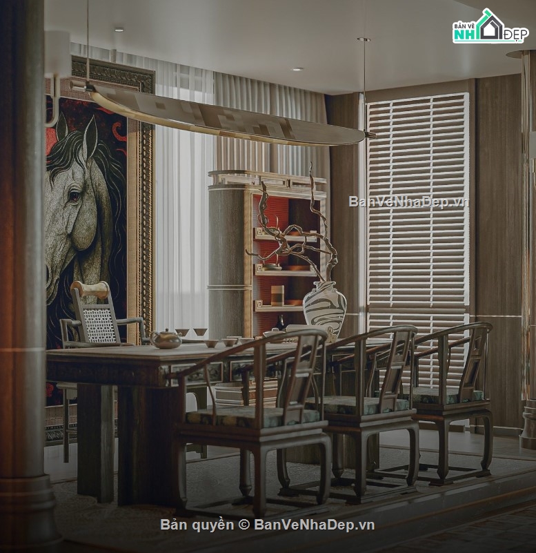 mẫu phòng thờ,mẫu phòng thờ đẹp,file 3d phòng thờ 2020