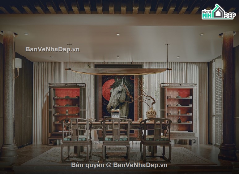 mẫu phòng thờ,mẫu phòng thờ đẹp,file 3d phòng thờ 2020