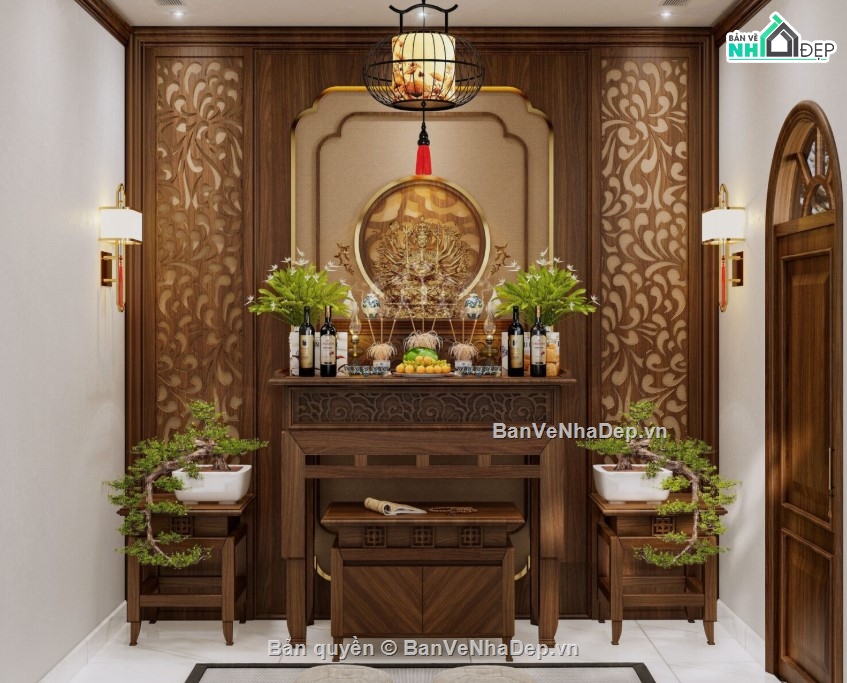 phòng thờ dựng file su,mẫu phòng thờ đẹp,mẫu phòng thờ