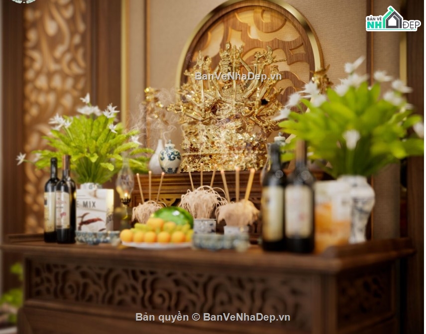 phòng thờ dựng file su,mẫu phòng thờ đẹp,mẫu phòng thờ