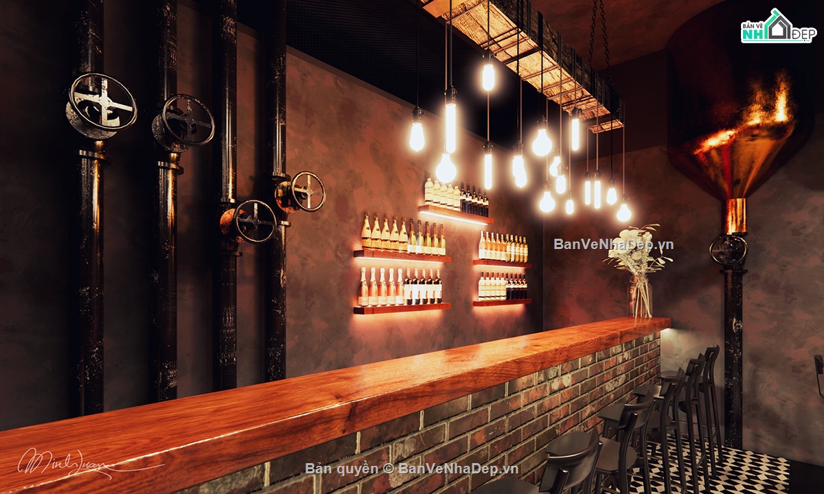 sketchup quán bar,quán bar 3d,model su quán bar,mẫu thiết kế quán bar