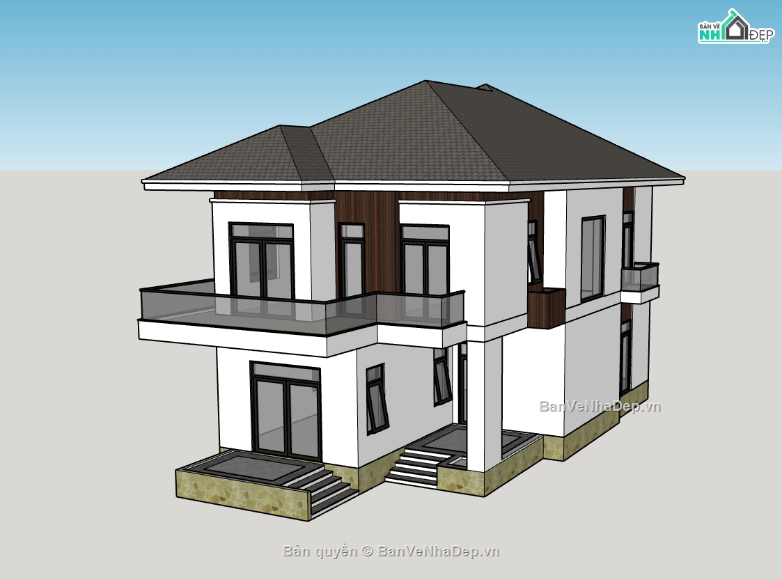 nhà 2 tầng,su nhà 2 tầng,sketchup nhà 2 tầng