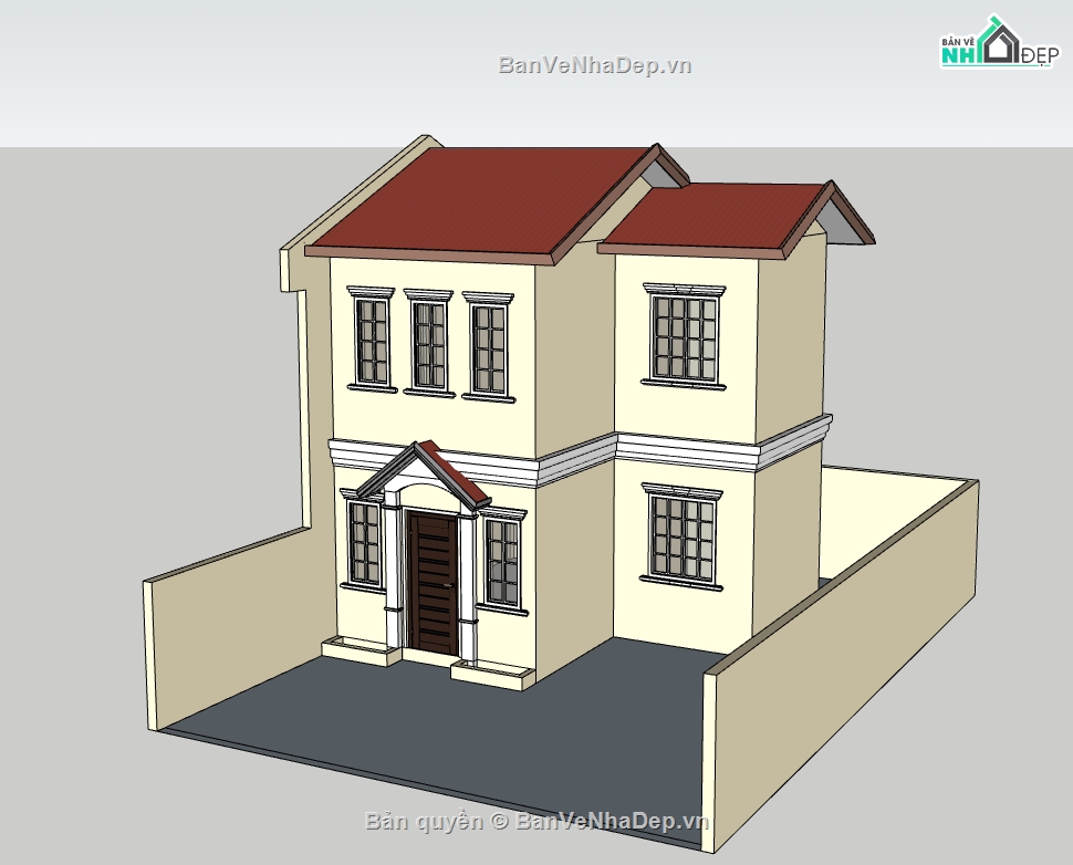 su nhà 2 tầng,sketchup nhà 2 tầng,nhà 2 tầng