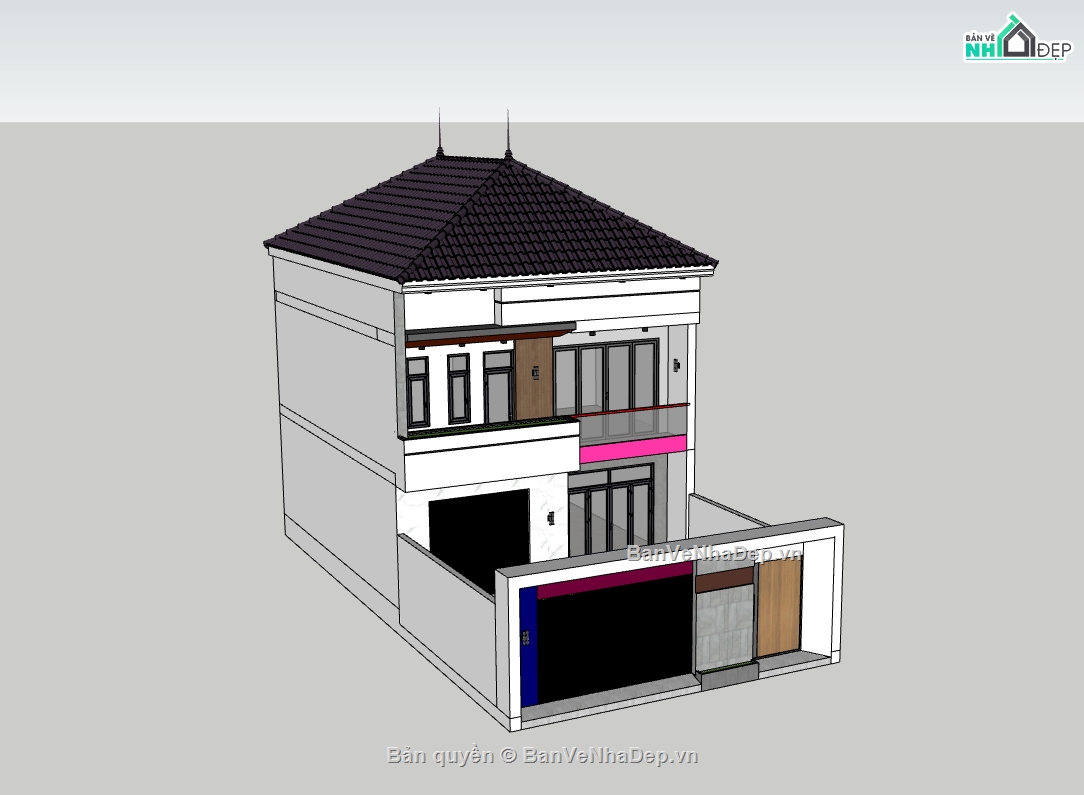 su nhà 2 tầng,sketchup nhà 2 tầng,nhà 2 tầng