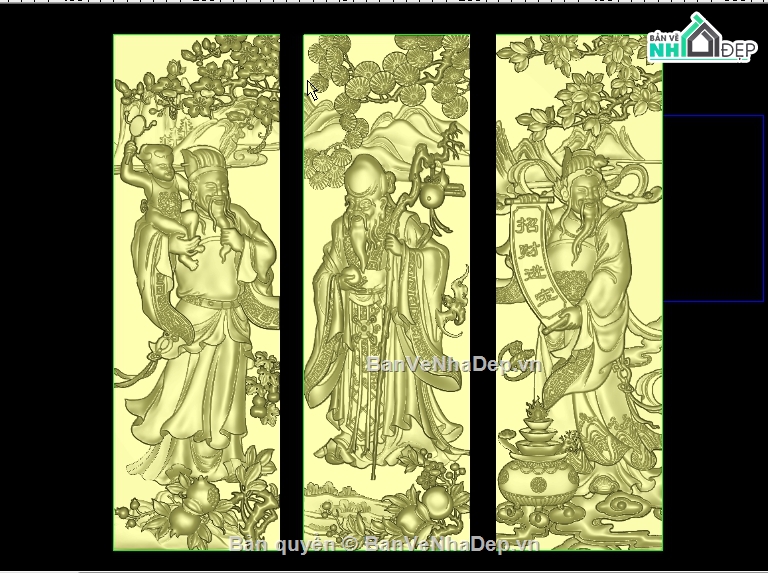 3 ông phúc lộc thọ,cnc tranh phúc lộc thọ,Jdpaint tranh phúc lộc thọ