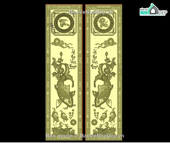 tranh cá,Jdpaint tranh cá chữ Phúc và chữ Tâm,Mẫu tranh cá 3d
