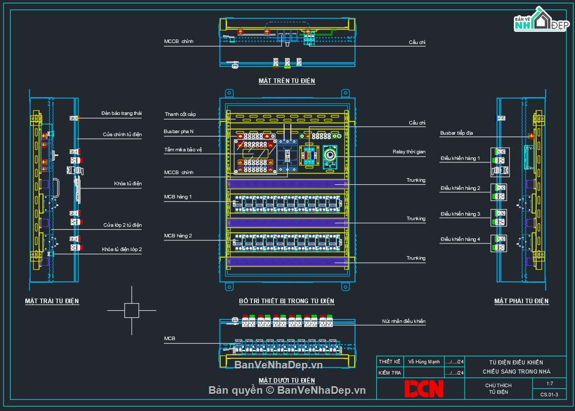 Bản vẽ thiết kế tủ điện,file dwg tủ điện tạm công trường,tủ điện điều khiển luân phiên 2 bơm nước thải,Tủ điện ATS,DCN,bản vẽ tủ điện solar inverter string
