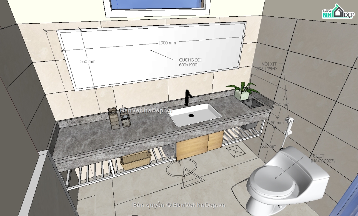 Nhà vệ sinh,triển khai wc,chi tiết wc,toilet,sketchup wc,sketchup chi tiết