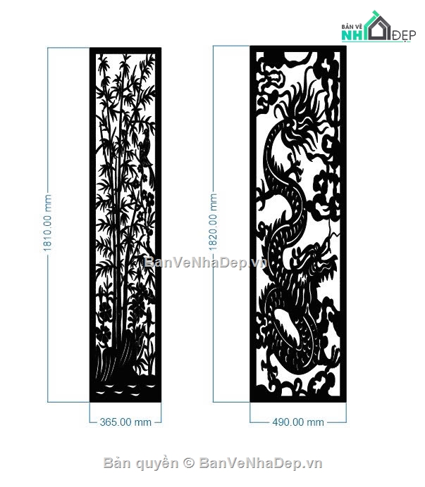 file dxf vách rồng,vách rồng vách trúc,file dxf vách rồng vách trúc