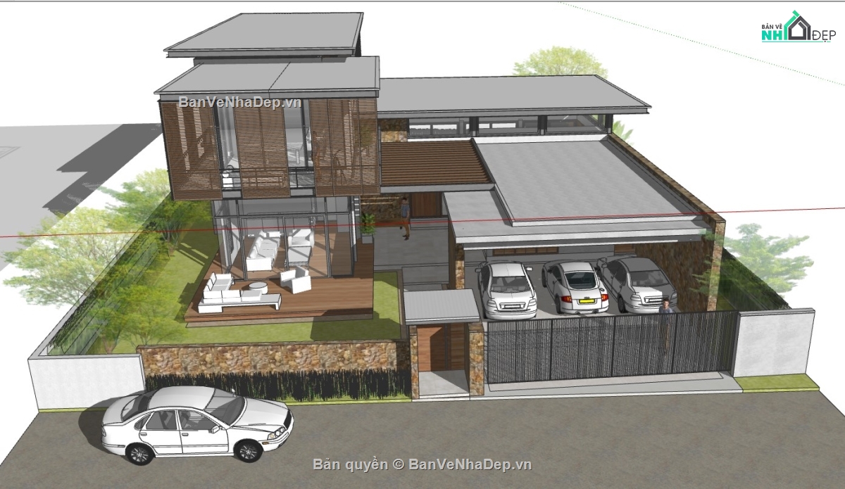 mẫu sketchup villa đẹp,sketchup vila,vila file su