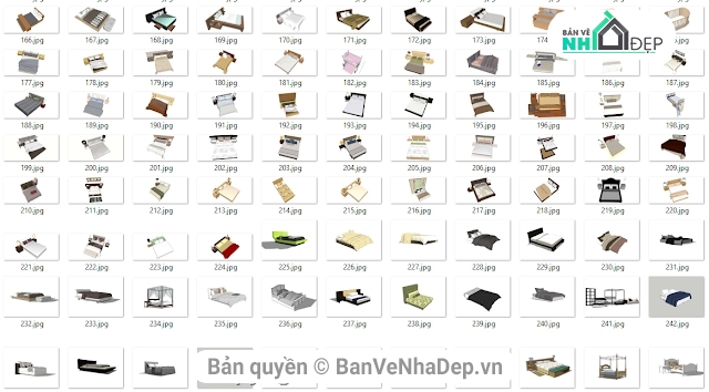 giường ngủ Sketchup,400 mẫu giường,tổng hợp mẫu giường,skp giường ngủ,sketchup thư viện giường ngủ